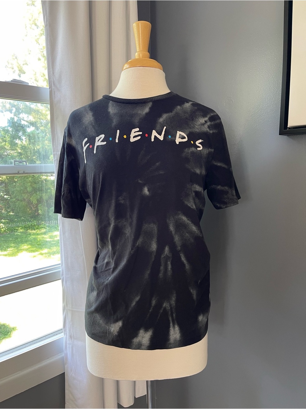 FRIENDS Black and White Tie-Dye Logo Tee - Women's Short Sleeve